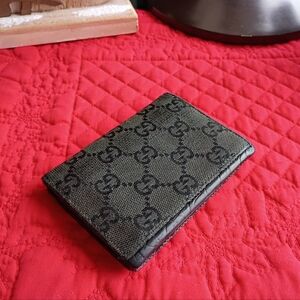 Gucci Black and Gray Monogram Card Holder